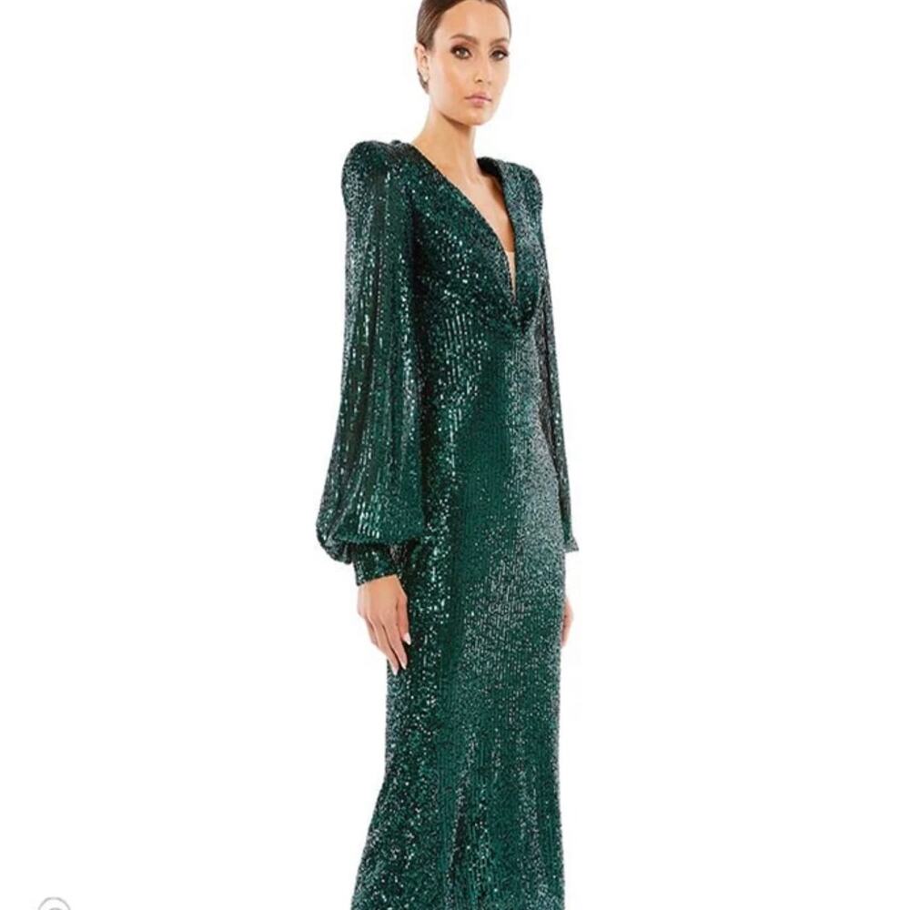 MAC DUGGAL Sequined Structured Bishop Sleeve Midi Dress - Picture 3 of 6